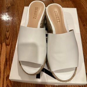 Schutz white leather espadrilles